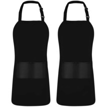 2 Pack Bib Apron, Adjustable With 2 Pockets, Water And Oil Resistant, Co... - £12.74 GBP
