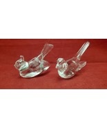 Lot of 2 Clear Blown Glass Small Birds - £11.74 GBP