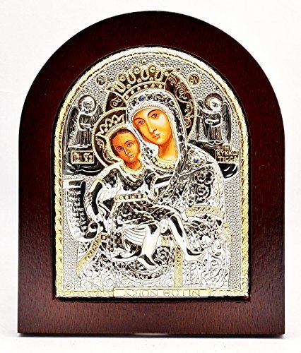 Primary image for Maria with Angels Byzantine Icon Sterling Silver 925 Treated Size 25x20cm