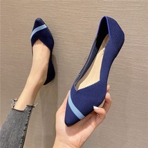 2021 Woman Knit Pointed Shoes Women&#39;s Flat Ballet Mixed Color Soft Pregnant Zapa - £39.08 GBP
