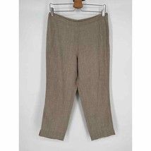 K&amp;Us Stockholm Bibb Linen Cropped Trousers Sz 38 Medium Tan Khaki - £20.30 GBP