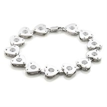 LO586 - Matte Rhodium &amp; Rhodium Brass Bracelet with AAA Grade CZ  in Clear - $402.60 MXN