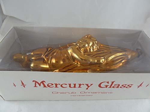 Primary image for Department 56 Handpainted Mercury Glass Gold Christmas Ornament Cherub 11"