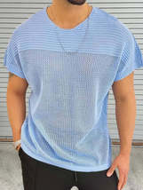 Men&#39;s Eyelet Round Neck Short Sleeve T-Shirt - $36.49