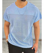 Men&#39;s Eyelet Round Neck Short Sleeve T-Shirt - $36.49