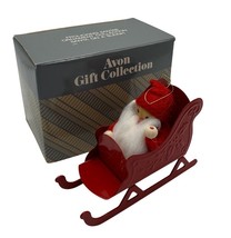 Vtg Avon Frolicking Santa Ornament In Sleigh With Box 1980s Christmas De... - $94.99 MXN