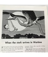 1943 Metropolitan Life Insurance Print Ad Advertising Art Stork At Warti... - £7.48 GBP