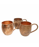 Set of 3 Hammered Copper Moscow Mule Mugs Rolled Edge Coppure Mancave Ba... - £23.98 GBP