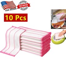 10Pc Natural Wood Fiber Cleaning Cloth Odor Free Dish Cloth Reusable Dish Towel - $15.83