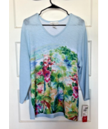 Cathy Daniel’s Colorful Floral V-Neck Top Size XL - $370.97 MXN