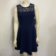 Lulus M Navy Blue Sleeveless Mini-Dress Lace Yoke NEW Made in USA - £28.14 GBP