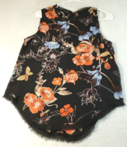 WHO WHAT WEAR Tank Top Womens Small Black Floral Sheer 100% Polyester Round Neck - £7.91 GBP