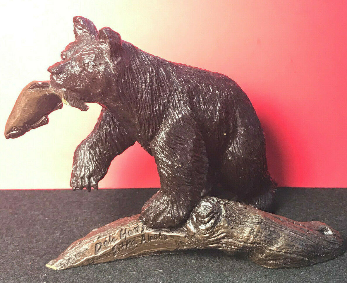 Primary image for Beautiful Sitka Alaska Carved Bear-Salmon Signed
