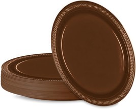 Vibrant Round Chocolate Brown Plastic Plates - 7&quot; (Pack of 20) - Premium Quality - £14.22 GBP