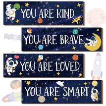 4 Pieces Space Decor Boys Room Space Posters Boy Bedroom Wall Decor Spaceman Woo - £18.17 GBP