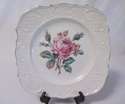 VOGUE WASHINGTON COLONIAL ROSE PATTERN SQUARE DINNER PLATE MADE IN USA - £6.14 GBP