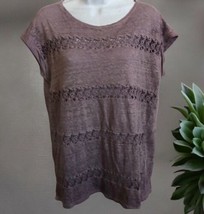 Anthropologie Akemi + Kin lavender purple lattice lace linen top Women’s S - £18.58 GBP