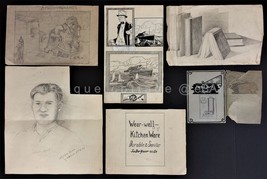 Lot 1912-23 Antique 7pc Sketch Art Ooak Clarence Von Nieda Reading Pa Amazing - £97.30 GBP