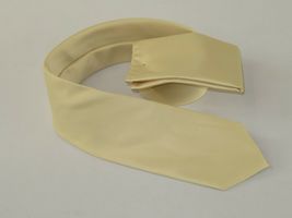 Men Stacy Adams Neck tie Hanky Set Business Formal Solid Color Satin S13 Beige image 2