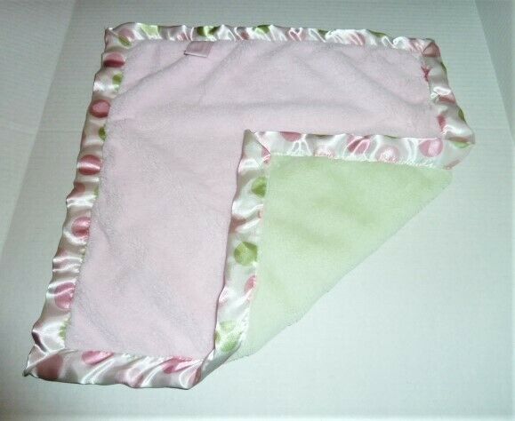 Bearington Collection Security Blanket Lovey Plush Pink Green Satin Dots White - £30.46 GBP