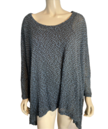 Nally &amp; Millie Women&#39;s Loose Weave  Sweater Blue/Gray One Size w/ Gray Tank - $28.49