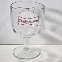 Vintage Budweiser Glass Beer Goblet Stemmed Thumbprint 12oz Red Logo - £8.14 GBP