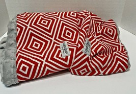 Baby Carseat Canopy Gray Pebbled Reverse Red and White Geometric - £8.35 GBP