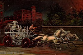 Fire Engine -EMBOSSED 1909 Postcard - Engine Going To A Fire BK64 - £6.33 GBP