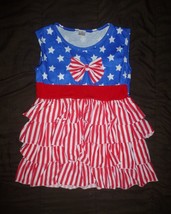 NEW Boutique Girls 4th of July Patriotic Ruffle Tunic Shirt Size 5-6 - £10.38 GBP