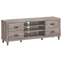 Retro Wooden TV Stand with 3 Open Shelves and 4 Drawers - £196.53 GBP