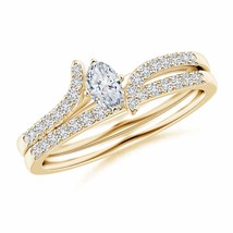 ANGARA Marquise Diamond Bypass Bridal Set in 14K Gold (HSI2, 0.51 Ctw) - £1,716.43 GBP