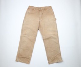 Vintage 90s Carhartt Mens 34x30 Distressed Spell Out Wide Leg Dungaree Pants USA - £78.41 GBP
