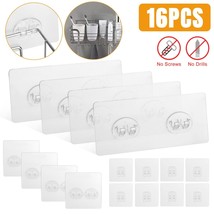 16 PCS Self-Adhesive Sticky Hooks Wall Seamless Bathroom Shower Shelf Caddy Rack - £17.57 GBP