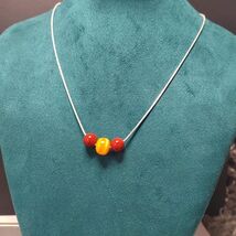 Natural Barrel Beeswax Amber &amp; Ox Blood Nanhong Agate Round Beads SL331 - $138.30