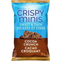 6 Bags Quaker Crispy Minis Cocoa Crunch Brown Rice Chips Sweet &amp; Thin 90g Each - £27.38 GBP