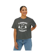 Women&#39;s Boxy Tee: Comfort Colors Eco-Friendly Cotton, Black &quot;Camping is ... - £22.62 GBP+