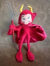 Annalee 2008 Halloween Happy Smiling Impish Devil with Pitch Fork 8&quot; Doll  - $23.27