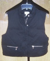 J Crew black Down Filled Full Zip with Snap Closure Vest Misses Size Medium - £21.02 GBP