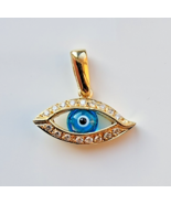 750 18K YELLOW GOLD BLUE MURANO GLASS EVIL EYE CHARM PENDANT 2.8 GRAM - $6,840.29 MXN
