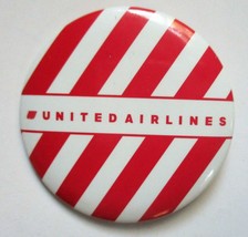 Vintage UNITED AIRLINES Red Stripes with Small Tulip 2&quot; Diameter Pinback Button - £5.65 GBP