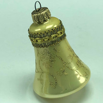 Krebs West Germany Christmas Ornament Vintage Bell Crown Cap Bohemia Glass Beige - $13.81