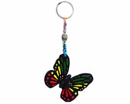 Rasta Butterfly Reggae Animal 3D Figurine Keychain Multicolored Macramé Metal Ri - £9.51 GBP