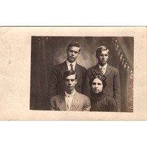 Antique AZO RPPC Portrait Postcard, Victorian Siblings Brothers and Sister - £11.39 GBP