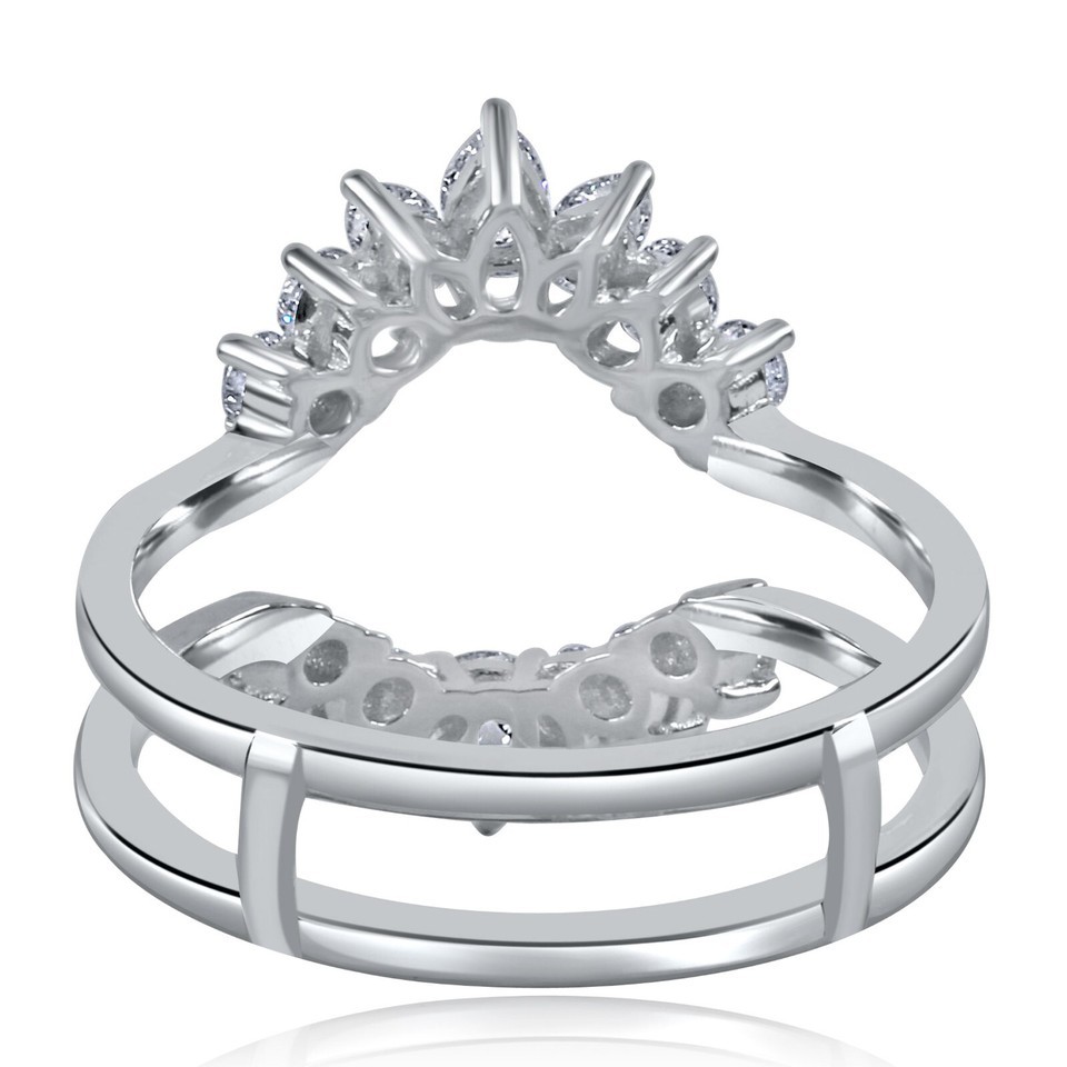 3.44 Ctw IGI Oval Cut D-VVS2 Lab Grown Diamond Bridal Rings Set 14K White Gold Item image 14