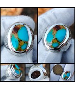 100% Natural Skyblue Veined Turquoise silver handmade ring - $296.01