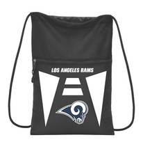 NFL Los Angeles Rams Logo Team Spirit Drawstring Cinch Back Sack Bag Black 20x15 - £14.58 GBP