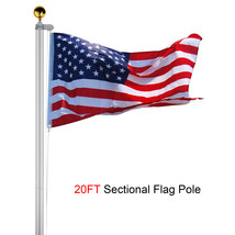 Yeshom 20Ft Aluminum Flagpole Kit With Tire Mount Base Flag Ball Top Out... - $188.09