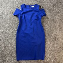 Calvin Klein Cold Shoulder Dress Size 14 Royal Blue Scuba Back Zip - €24,05 EUR