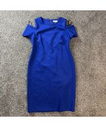 Calvin Klein Cold Shoulder Dress Size 14 Royal Blue Scuba Back Zip - €24,05 EUR