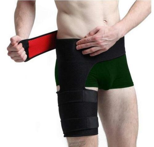 Self Heating Tourmaline Groin Brace and Thigh Support Black & Red - $23.74